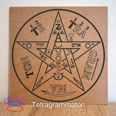 Tetragrammaton - Gráfico radiestésico de MDF cru 23x23cm