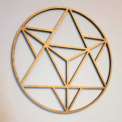 Gráfico mandala Merkabah em madeira