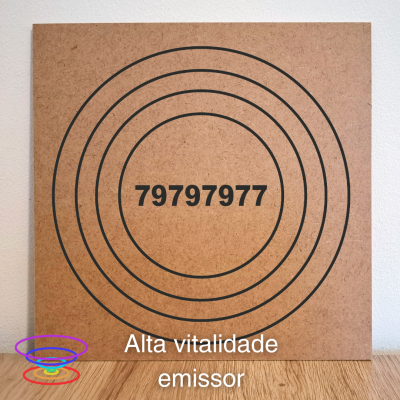 Alta vitalidade emissor - Gráfico radiestésico de MDF cru 23x23cm