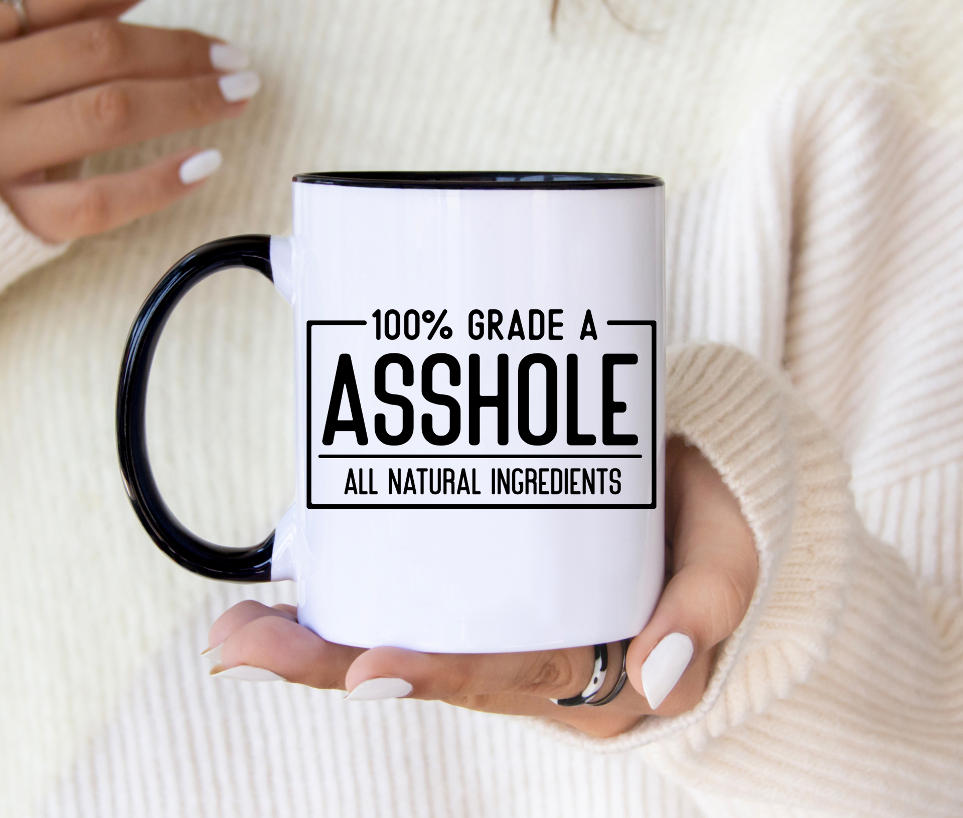 Caneca "100% Grade A Asshole" - Presente Engraçado e Irreverente