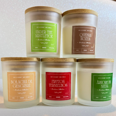 Vela em Vidro com Tampa de Madeira