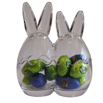 Bomboneira  em vidro com orelhas de coelho