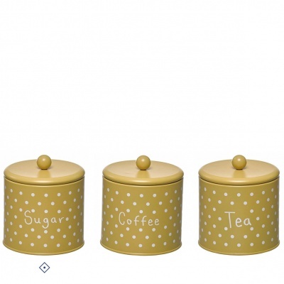 Lata  para café - Amarela com pintas brancas.