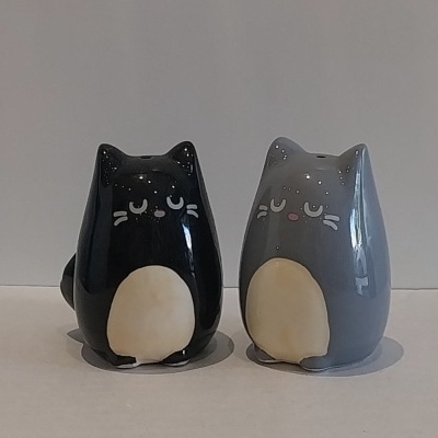 Saleiro e pimenteiro gatos.