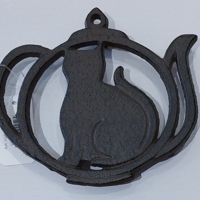 Base para quentes  em ferro forjado com um gato.