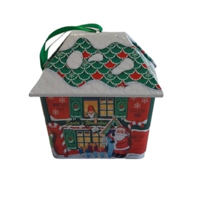 Lata casinha de Natal para pendurar.