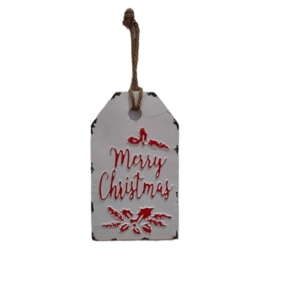 Placa de Natal em metal - Merry Christmas.