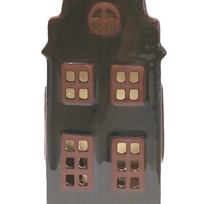 Casa em cerâmica  verde com luz led.