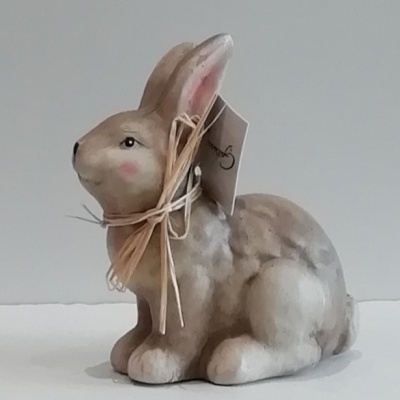 Coelho com um laço, sentado.