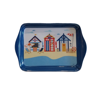 Tabuleiro pequeno com motivos marítimos.