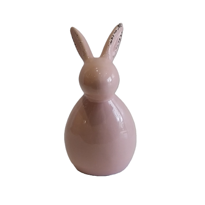 Coelho cor de rosa em cerâmica.