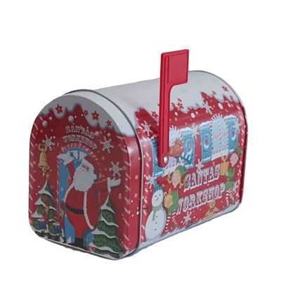 Lata caixa de correio do Pai Natal.