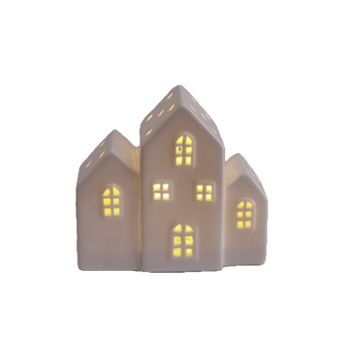 Casa em cerâmica  branca com luz led.