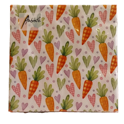 Conjunto de 20 guardanapos de Papel decorados com cenouras.