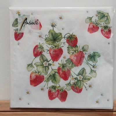 Guardanapos de papel com morangos.