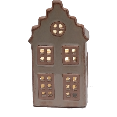 Casa em cerâmica  bege com luz led.