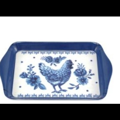 Tabuleiro pequeno galinha azul.