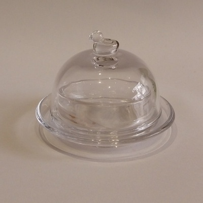 Manteigueira em vidro com passarinho