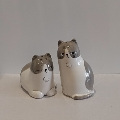 Saleiro e pimenteiro gatos.