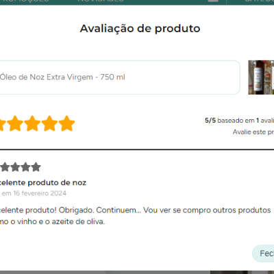 Óleo de Noz Extra Virgem - 750 ml Óleo de Noz Extra Virgem - 750 ml