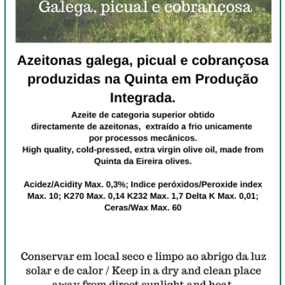 Azeite Virgem Extra - Azeitonas galega, picual e cobrançosa-0.50 L