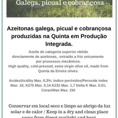 Azeite Virgem Extra - Azeitonas galega, picual e cobrançosa-0.75 L