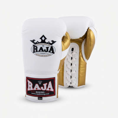 Luvas Lace Up RAJA couro - Branco/Dourado
