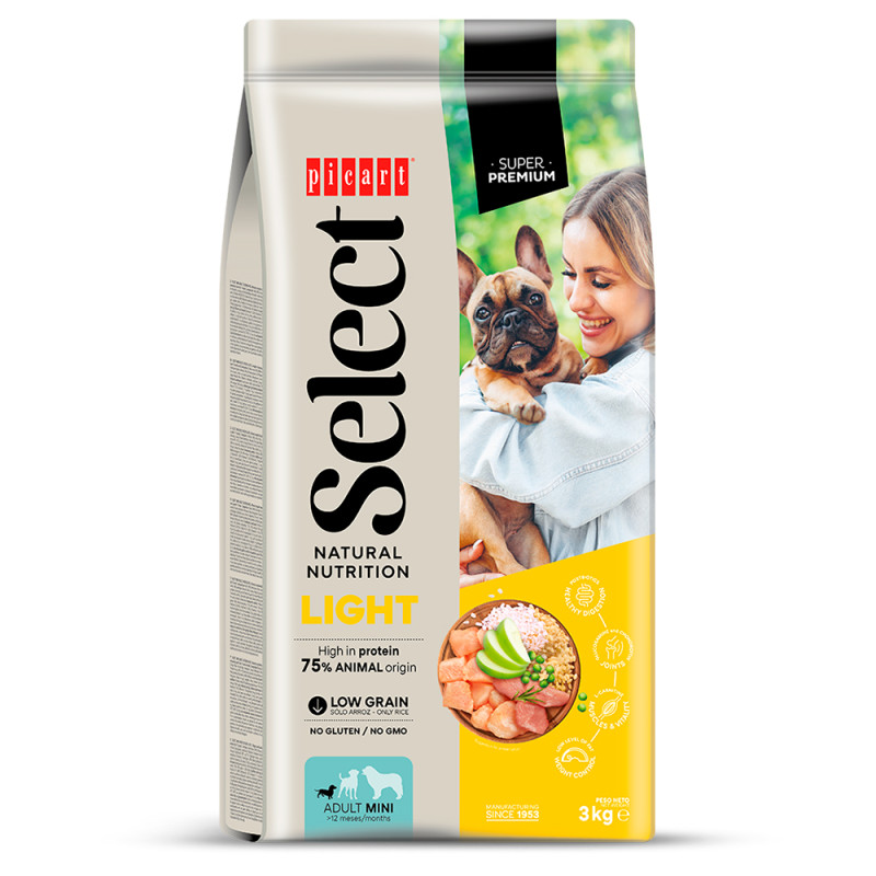 Picart Select Cão Adulto Mini Sterilised/Light - Frango e Arroz Picart Select Cão Adulto Mini Sterilised/Light - Frango e Arroz