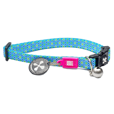 Coleira "Retro Blue" para gato - Smart ID Tag