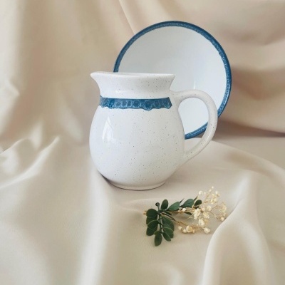 Jarro Redondo Branco e Azul