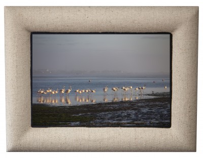 Moldura em tecido branco "sujo" 15x10cm