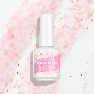 POTAL FLAKE INOCOS BRANCO LEITOSO COM FLOCOS ROSA