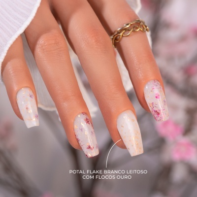POTAL FLAKE INOCOS BRANCO LEITOSO COM FLOCOS OURO