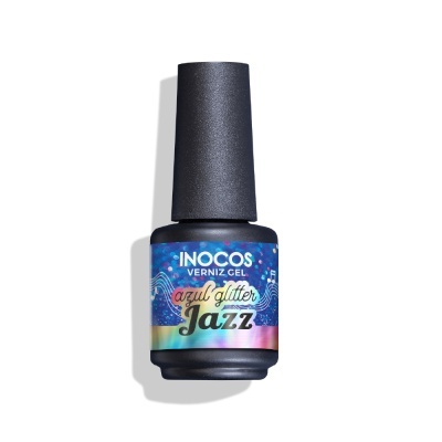 VERNIZ GEL INOCOS AZUL GLITTER JAZZ