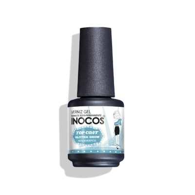 TOP COAT INOCOS GLITTER SHOW PRATA HOLOGRÁFICO