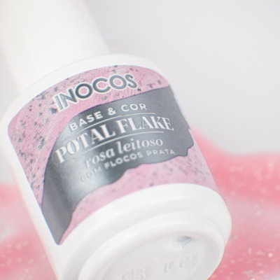 POTAL FLAKE INOCOS ROSA LEITOSO COM FLOCOS PRATA