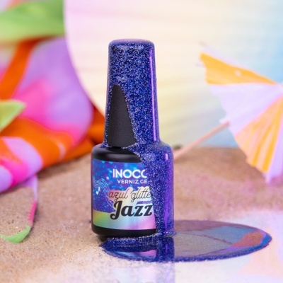 VERNIZ GEL INOCOS AZUL GLITTER JAZZ