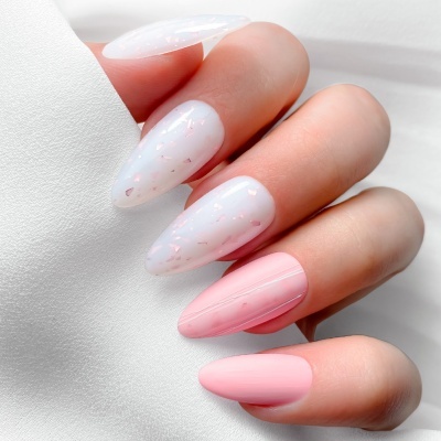 POTAL FLAKE INOCOS BRANCO LEITOSO COM FLOCOS ROSA