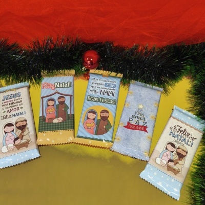 Tablete de Chocolate Personalizada com Tema de Natal
