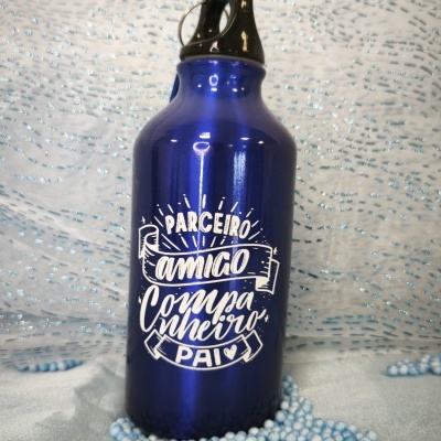 Garrafa de Alumínio 400ml com Mosquetão - Especial Dia do Pai