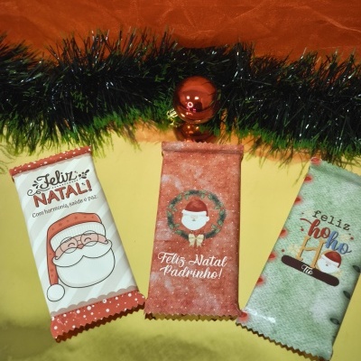 Tablete de Chocolate Personalizada com Tema de Natal