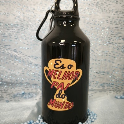 Garrafa de Alumínio 400ml com Mosquetão - Especial Dia do Pai