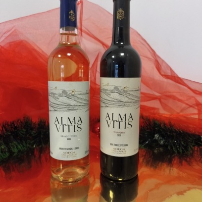 Garrafa de vinho com saco personalizado