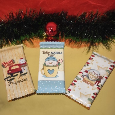 Tablete de Chocolate Personalizada com Tema de Natal