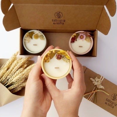 Set de velas decoradas - Magnólia