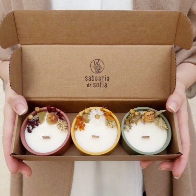 Set de velas decoradas - Pera e Frésia