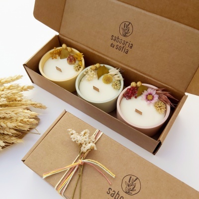 Set de velas decoradas - Magnólia