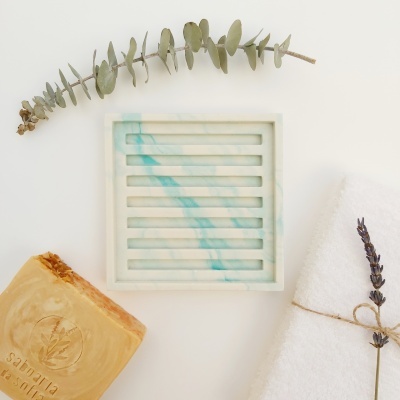 Saboneteira de jesmonite - quadrada Saboneteira de jesmonite - quadrada