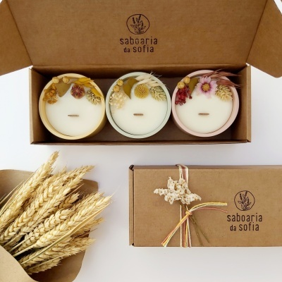 Set de velas decoradas - Magnólia