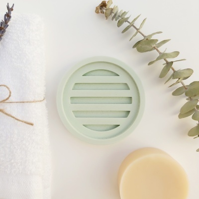 Saboneteira de jesmonite - redonda Saboneteira de jesmonite - redonda